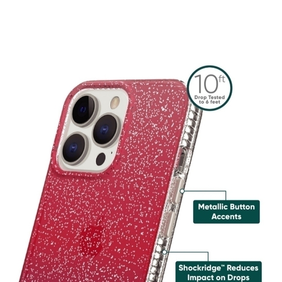 ONN. Purple Pink Red Glitter Ombre IPhone 2021 6.7" Screen Case - Picture 2 of 10